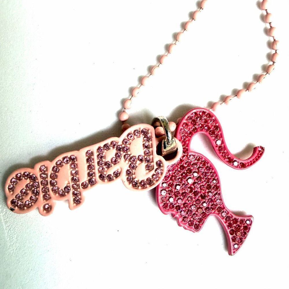 Mattel Barbie Pink Rhinestone Pendant Necklace - Picture 4 of 7